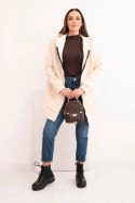 Bluza damska ocieplana bluza z kapturem i zamkiem beżowa