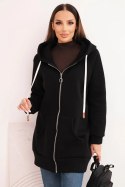 Bluza damska ocieplana bluza z kapturem i zamkiem czarna
