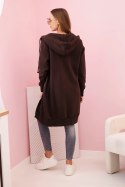 Bluza damska ocieplana z kapturem i zamkiem brązowa