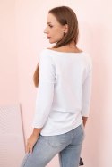 Bluzka damska z dekoltem w łódkę biała