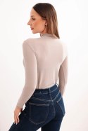 Damska bluzka z kaszmiru z golfem i długim rękawem ciemno beżowa