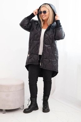 Kurtka damska zimowa Plus Size pikowana z kapturem czarna