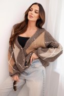 Sweter damski w romby zapinany na guziki fango