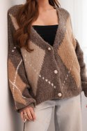 Sweter damski w romby zapinany na guziki fango