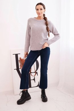 Sweter damski z baby alpaki z długim rękawem ciemny beżowy