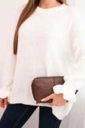 Sweter damski z dodatkiem moheru i wełny o luźnym fasonie ecru