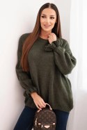 Sweter damski z dodatkiem moheru i wełny o luźnym fasonie khaki