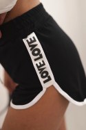 Szorty damskie bawełniane z elastycznym pasem i sportową lamówką czarne