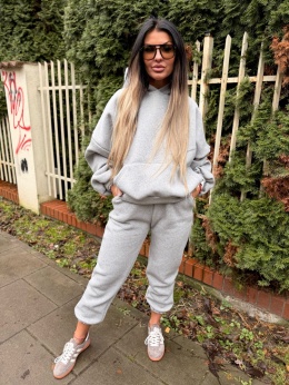 Bawełniany komplet dresowy z kapturem ROBINN I SZARY MELANŻ| one size