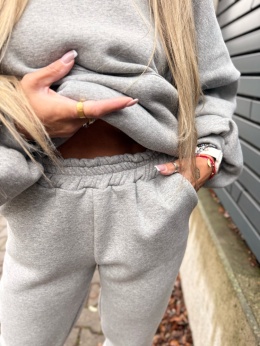 Bawełniany komplet dresowy z kapturem ROBINN I SZARY MELANŻ| one size