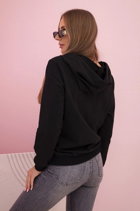 Bluza damska bawełniana z kapturem i kieszeniami czarna