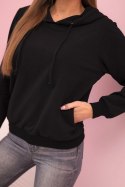 Bluza damska bawełniana z kapturem i kieszeniami czarna