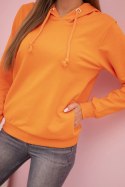 Bluza damska bawełniana z kapturem i kieszeniami pomarańczowa