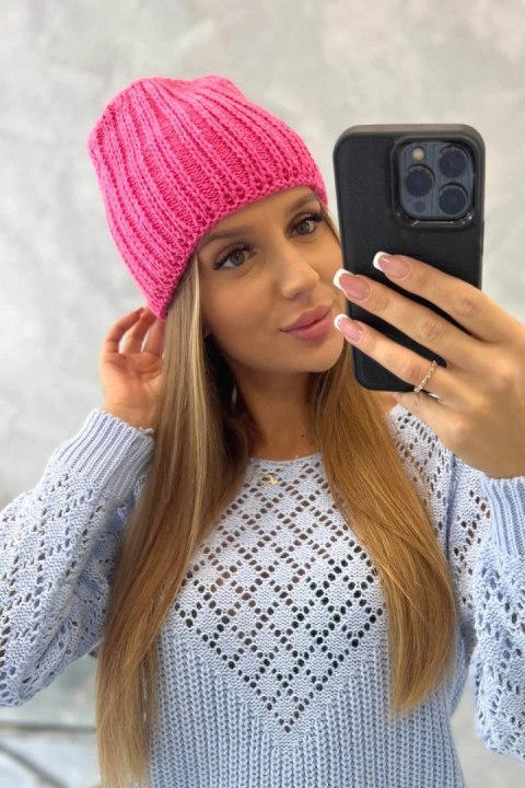 Czapka damska Rebeka K345 różowy neon