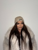 Czapka z haftowaną wstążką SNOW | beż | one size