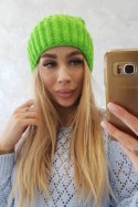 Czapka z wywinięciem Magda K293 zielony neon