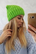 Czapka z wywinięciem Magda K293 zielony neon