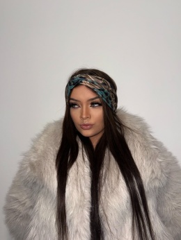 Opaska welurowa na głowę| zieleń-czerń| WINTER