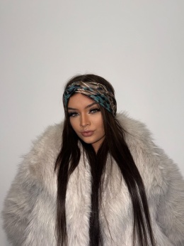 Opaska welurowa na głowę| zieleń-czerń| WINTER