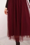 Spódnica damska tiulowa z podszewką z wiskozy bordowa
