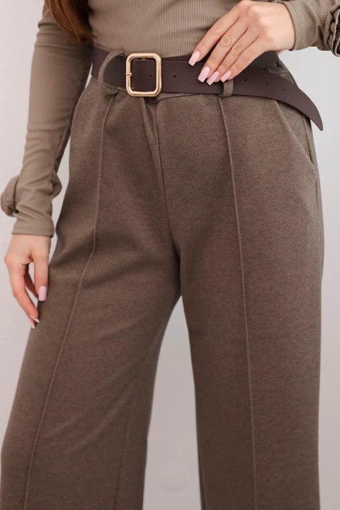 Spodnie damskie eleganckie z paskiem i szeroką nogawką fango