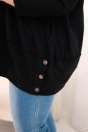 Bluzka damska Plus Size z bawełny z ozdobnymi guzikami i podwijanymi rękawami czarna