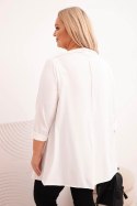 Bluzka damska bawełniana Plus Size asymetryczna z podwijanym rękawem biała