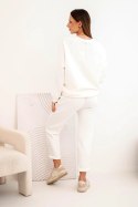 Komplet damski masełkowy z wiskozy z bluzą i spodniami ecru