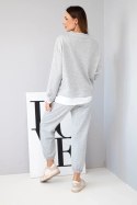 Komplet damski z masełkowy z luźną bluzą i spodniami dresowymi szary melanż