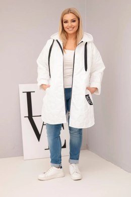 Kurtka damska Plus Size pikowana z kapturem i napisem HOPE biała