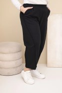 Spodnie damskie bawełniane Plus Size o luźnym kroju z wysokim stanem czarne