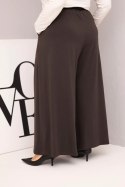 Spodnie damskie bawełniane Plus Size o szerokiej nogawce i luźnym kroju brązowe