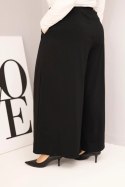 Spodnie damskie bawełniane Plus Size o szerokiej nogawce i luźnym kroju czarne