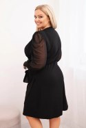 Sukienka damska Plus Size elegancka z wiskozy i długim rękawem