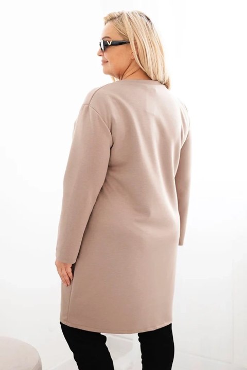 Sukienka damska Plus Size masełko z kieszenią i rękawem 3/4 camelowy