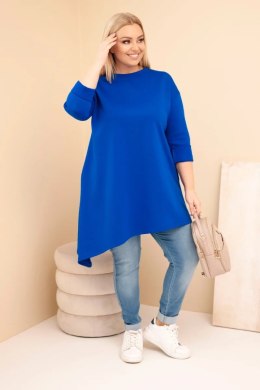 Sukienka damska Plus Size z wiskozy z luźnym fasonem i długim rękawem chabrowa