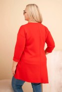 Sukienka damska Plus Size z wiskozy z luźnym fasonem i długim rękawem czerowna