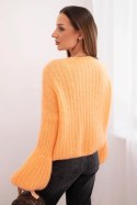 Sweter damski z moheru z bufiastymi rękawami morelowa