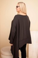 Tunika damska Plus Size z bawełny z asymetrycznym dołem brązowa
