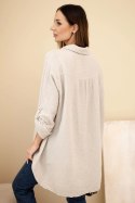 Koszula bawełniana muślinowa Plus Size ciemno beżowa