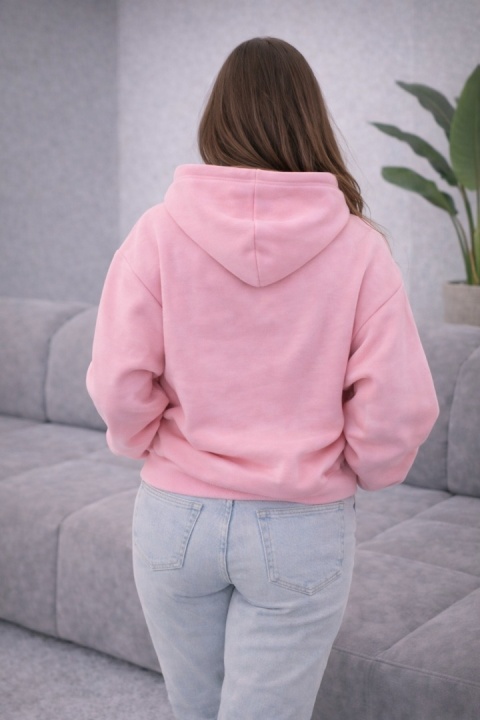 Bluza ocieplana z kapturem Vigo cukierkowy róż