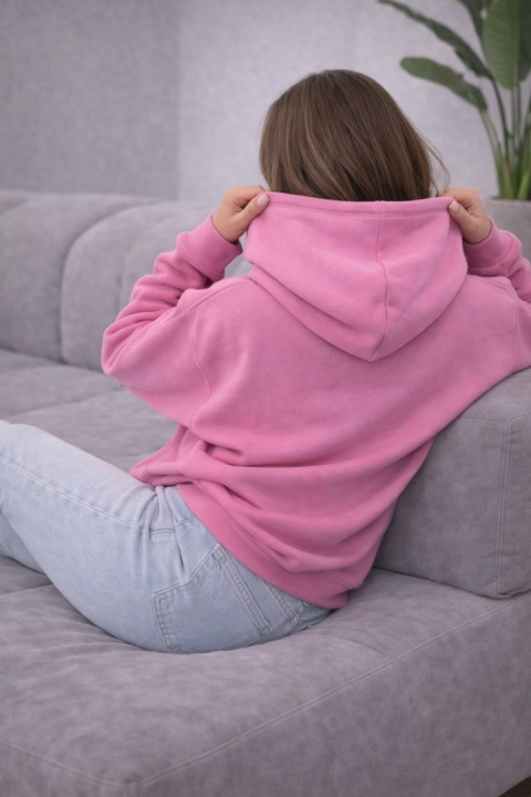 Bluza ocieplana z kapturem Vigo róż