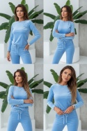 Welurowy komplet dresowy NATANIEL I baby blue I kieszonka I one size