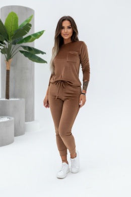Welurowy komplet dresowy NATANIEL I czekolada I kieszonka I one size