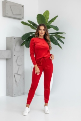 Welurowy komplet dresowy NATANIEL I czerwień I kieszonka I one size