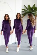 Welurowy komplet dresowy NATANIEL I fiolet | kieszonka I one size