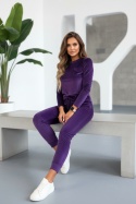 Welurowy komplet dresowy NATANIEL I fiolet | kieszonka I one size