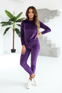 Welurowy komplet dresowy NATANIEL I fiolet | kieszonka I one size