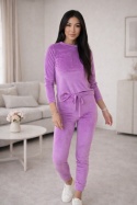 Welurowy komplet dresowy NATANIEL I lila | kieszonka I one size
