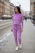 Welurowy komplet dresowy NATANIEL I lila | kieszonka I one size